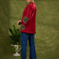Global Glamour : Maroon Embroidered Cotton Jacket With Intricate Ikat Trim & Statement Buttons