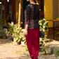 Chic Black Cotton Top Adorned With Geometric Ajrakh Panels And Artistic Hand Painted Highlights
