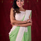 Soft Pastel Green Mul Cotton Saree Adorned with Delicate Hakoba Border & Pallu
