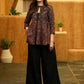 Boho Black Ajrakh Flared Cotton Top with Delicate Embellishments