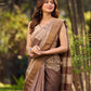 Elegant Earthy Pure Tussar Silk Block Print Saree featuring Heritage Prints and Natural Tones