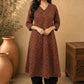 Elegant Deep Maroon Ajrakh Printed A-line Cotton Kurta
