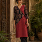 Striking Maroon Cotton Kurta with Contrasting Ajrakh Floral Print Wrap Panel