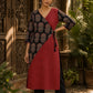 Striking Maroon Cotton Kurta with Contrasting Ajrakh Floral Print Wrap Panel