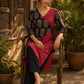 Striking Maroon Cotton Kurta with Contrasting Ajrakh Floral Print Wrap Panel