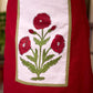 Crimson Cotton Straight Kurta with White Floral Panel and Olive Trim Detail