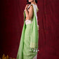 Soft Pastel Green Mul Cotton Saree Adorned with Delicate Hakoba Border & Pallu