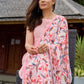Baby pink kurta with fine stitch detailing Duppata & Pant optional