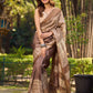 Elegant Earthy Pure Tussar Silk Block Print Saree featuring Heritage Prints and Natural Tones