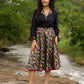 Flared Multicolor Brocade Skirt - Additional Black Rayon Shirt