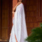 Refined White Georgette Chikankari Saree with Red-Gold Benarasi Border & Hand Embroidered Pallu