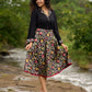 Flared Multicolor Brocade Skirt - Additional Black Rayon Shirt