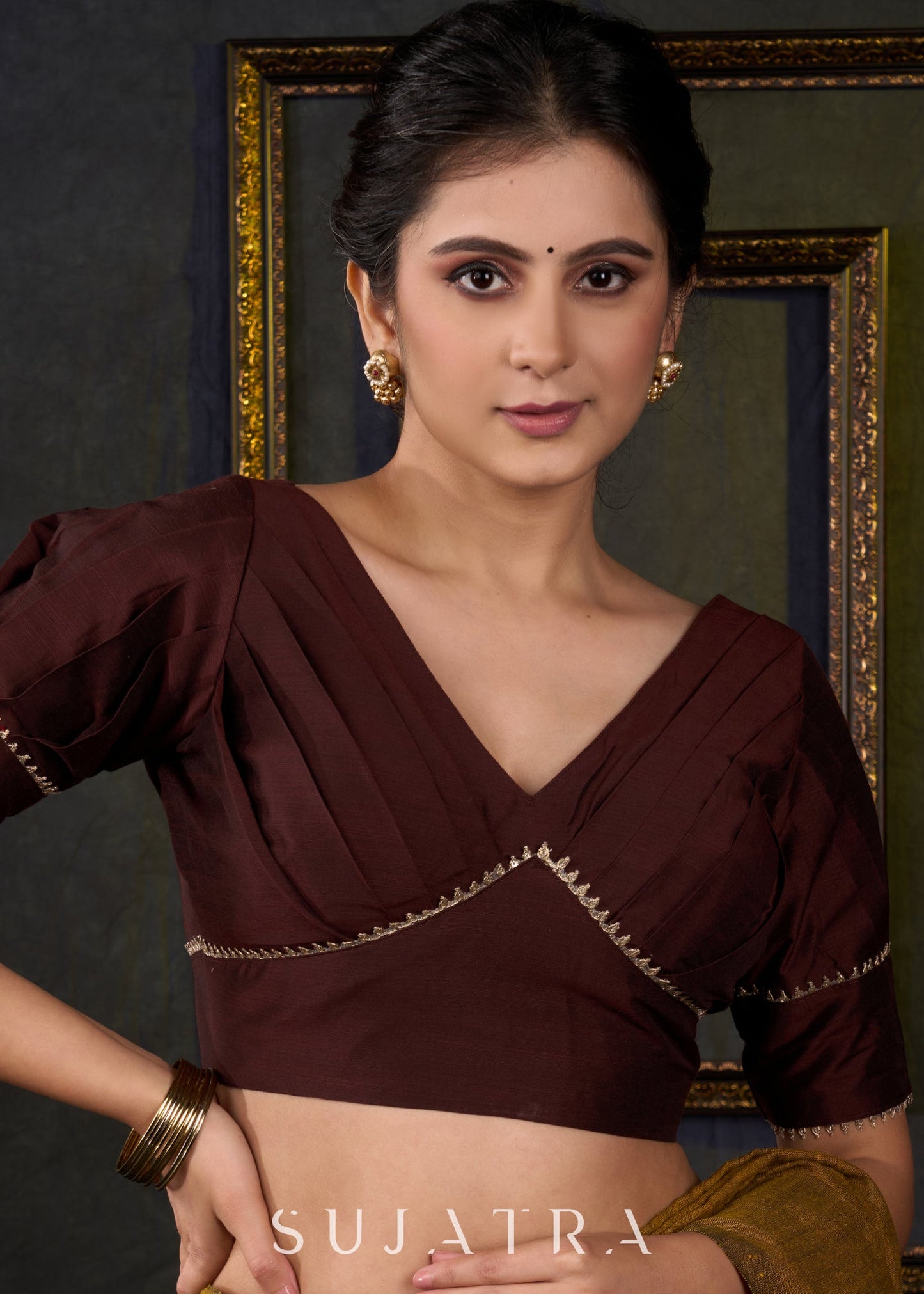 Classy Coffee Brown Designer Blouse