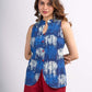 Indigo Cotton Indo Western Top with Tailored Waistcoat Finish