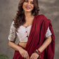 White Cotton Silk Blouse with Printed Sleeve & Red Button Front