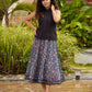 Ajrakh Elegance Blue Skirt & Black Woven Halter Neck Top with Additional Ajrakh Jacket