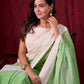 Soft Pastel Green Mul Cotton Saree Adorned with Delicate Hakoba Border & Pallu