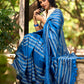 Classic Blue Cotton Saree with Traditional Hand Block Printed Border