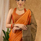 Exclusive Orange & Pink Combination Pure Tissue Saree With Optional Khan Blouse Piece