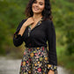 Flared Multicolor Brocade Skirt - Additional Black Rayon Shirt