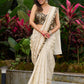 Timeless ivory tissue saree featuring zari embroidery and Banarasi accents