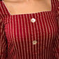 Timeless Maroon Hand Block Printed Mul Cotton Dress with Statement Floral Hem