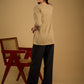 Ethnic dark beige cotton top highlighted with elegant ajrakh detail.