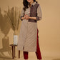 Charming Cream Ajrakh Kurta with Geometric Yoke & Cuffs