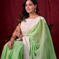 Soft Pastel Green Mul Cotton Saree Adorned with Delicate Hakoba Border & Pallu