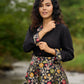 Flared Multicolor Brocade Skirt - Additional Black Rayon Shirt