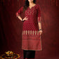 Classic Maroon Ajrakh Cotton Kurta with Minimalist Embroidery