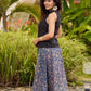 Ajrakh Elegance Blue Skirt & Black Woven Halter Neck Top with Additional Ajrakh Jacket