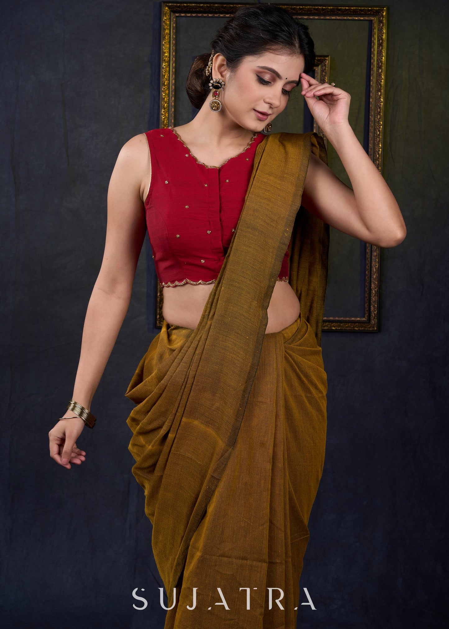 Trendy Maroon Hand Zardosi Work Sleeveless Blouse