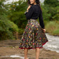 Flared Multicolor Brocade Skirt - Additional Black Rayon Shirt