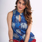 Indigo Cotton Indo Western Top with Tailored Waistcoat Finish