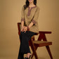 Ethnic dark beige cotton top highlighted with elegant ajrakh detail.