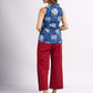 Indigo Cotton Indo Western Top with Tailored Waistcoat Finish