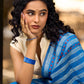 Classic Blue Cotton Saree with Traditional Hand Block Printed Border