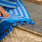 Classic Blue Cotton Saree with Traditional Hand Block Printed Border