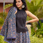 Ajrakh Elegance Blue Skirt & Black Woven Halter Neck Top with Additional Ajrakh Jacket