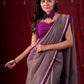 Lustrous Grey Silk Blend Saree with Chanderi Purple Border & Bold Statement Pallu