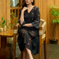 Dual Tone Pleated Jamdani Black Dress with Maroon Accents and Minimal Embellishment