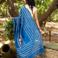 Classic Blue Cotton Saree with Traditional Hand Block Printed Border