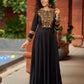 Black Flared Gown with Mirror Work Embellishments