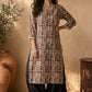 Ivory Geometric Printed Cotton Kurta with Contemporary Ethnic Motifs