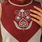 Minimal White Cotton Sleeveless Kurta with Bold Maroon Check V-Yoke & Tonal Embroidery