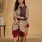 Charming Cream Ajrakh Kurta with Geometric Yoke & Cuffs