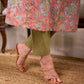 Vibrant Coral Peach Hand Block Printed Mul Cotton Sleeveless Kurta with Button Front