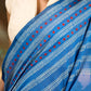 Classic Blue Cotton Saree with Traditional Hand Block Printed Border