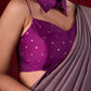 Purple Luxe Chanderi Silk Blouse with Sweetheart Neckline, Strappy Silhouette & Collar Neckpiece
